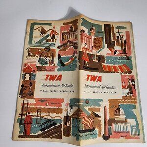 TWA International Air Routes 1954 20 Pages Booklet with Great Air Route Maps